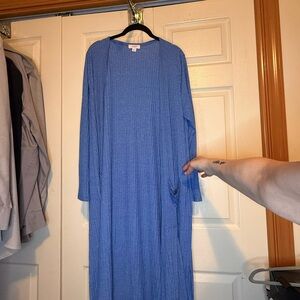 *LuLaRoe Blue Long Sleeve Full-Length Cardigan Duster - XL